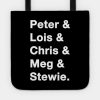 Family Guy Names White Tote Official Family Guy Merch