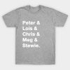 Family Guy Names White T-Shirt Official Family Guy Merch