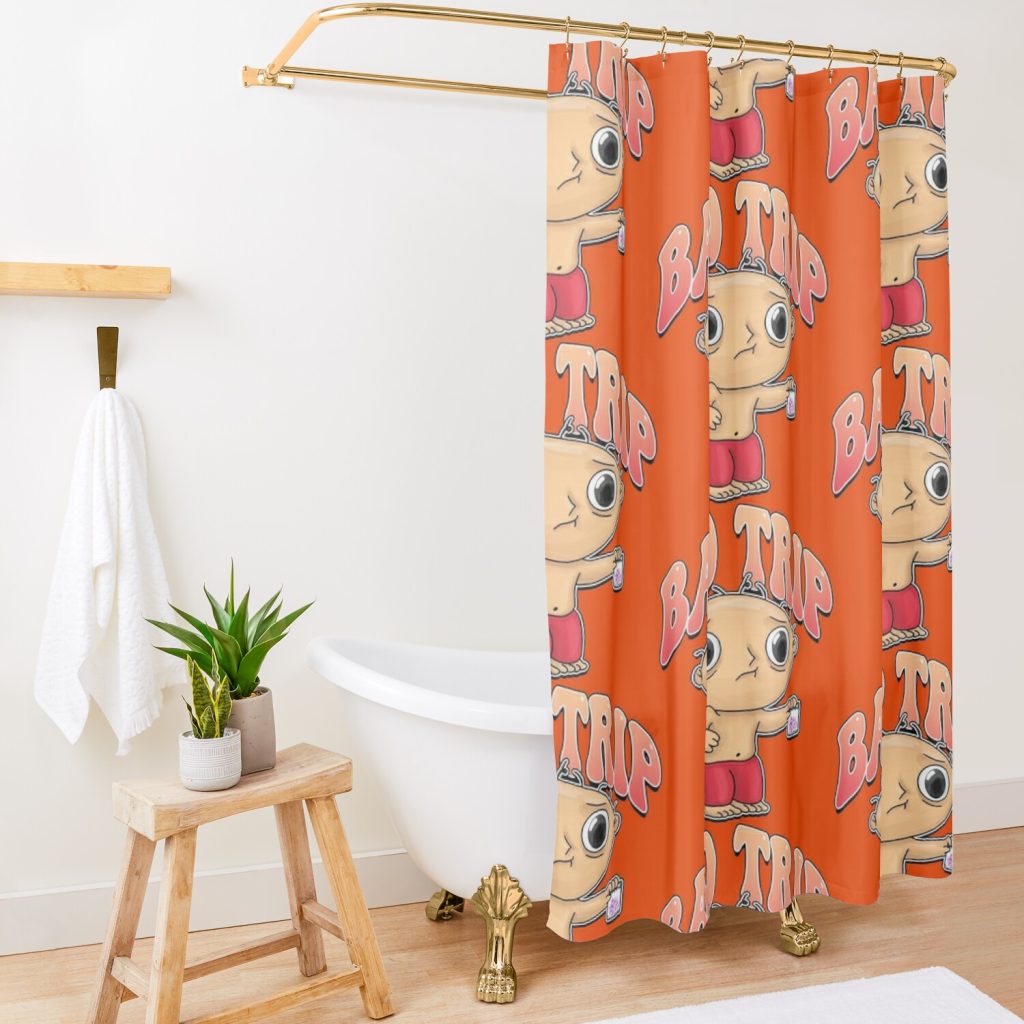 Bad Trip Cartoon Illustration Shower Curtain Official Family Guy Merch